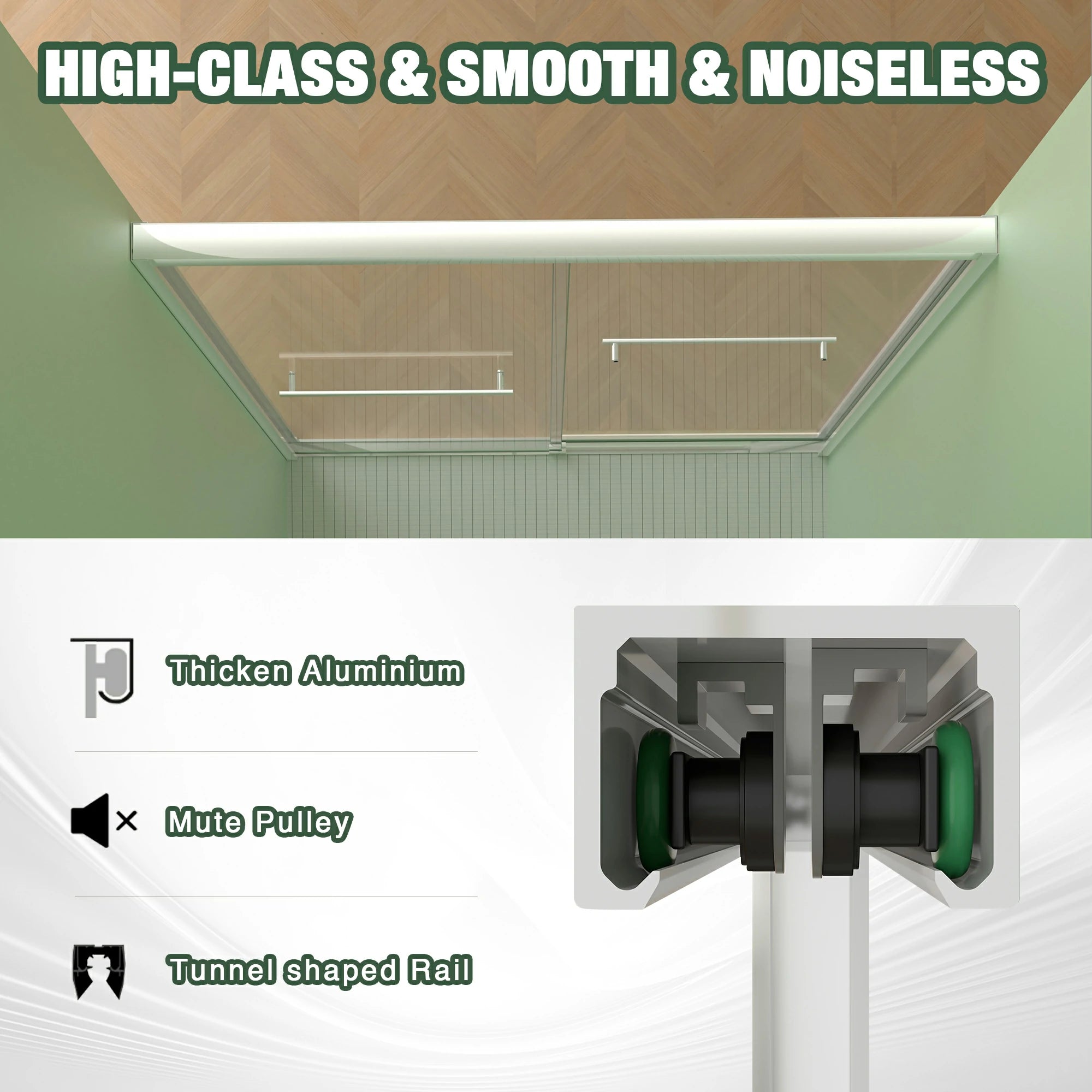 AISU 56-60"x70" Aluminiumrahmen, doppelte Schiebetür für Dusche, Bypass-Schiebetür für Badezimmer mit hochwertigem 5/16" (8 mm) klarem gehärtetem Glas, Chrombeschläge, Schiebetür aus Glas, verchromt