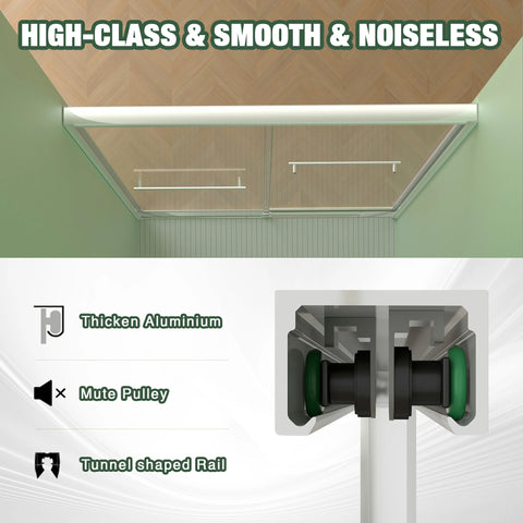AISU 56-60"x70" Aluminiumrahmen, doppelte Schiebetür für Dusche, Bypass-Schiebetür für Badezimmer mit hochwertigem 5/16" (8 mm) klarem gehärtetem Glas, Chrombeschläge, Schiebetür aus Glas, verchromt