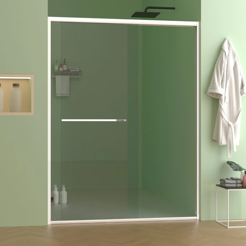 AISU 56-60"x70" Aluminiumrahmen, doppelte Schiebetür für Dusche, Bypass-Schiebetür für Badezimmer mit hochwertigem 5/16" (8 mm) klarem gehärtetem Glas, Chrombeschläge, Schiebetür aus Glas, verchromt