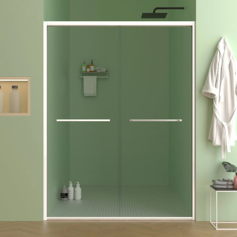 AISU 56-60"x70" Aluminiumrahmen, doppelte Schiebetür für Dusche, Bypass-Schiebetür für Badezimmer mit hochwertigem 5/16" (8 mm) klarem gehärtetem Glas, Chrombeschläge, Schiebetür aus Glas, verchromt