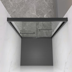 AISU 44-48"x72" Aluminum Frame Double Sliding Shower Door, Matte Black Finished