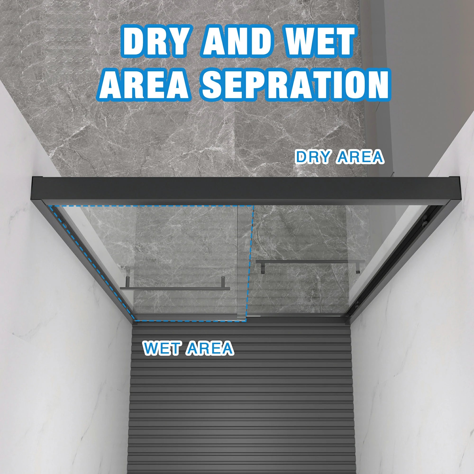 AISU 44-48"x72" Aluminiumrahmen, doppelte Schiebetür für Dusche, Bypass-Badezimmer-Schiebetür mit hochwertigem 5/16" (8 mm) klarem gehärtetem Glas, schwarze Beschläge, Schiebetür aus Glas, mattschwarzes Finish