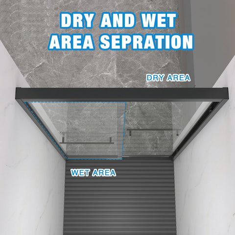AISU 44-48"x72" Aluminiumrahmen, doppelte Schiebetür für Dusche, Bypass-Badezimmer-Schiebetür mit hochwertigem 5/16" (8 mm) klarem gehärtetem Glas, schwarze Beschläge, Schiebetür aus Glas, mattschwarzes Finish