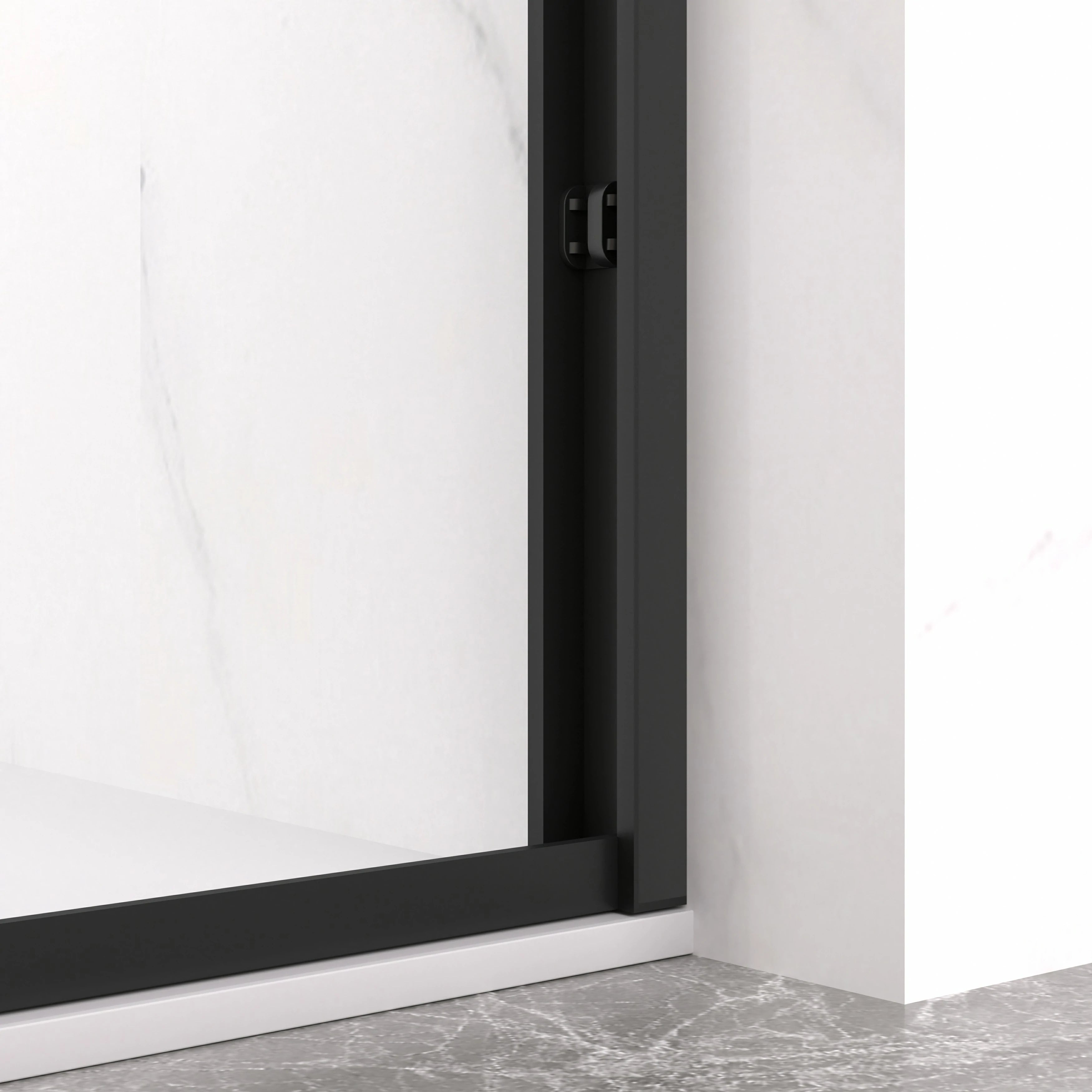 AISU 44-48"x72" Aluminiumrahmen, doppelte Schiebetür für Dusche, Bypass-Badezimmer-Schiebetür mit hochwertigem 5/16" (8 mm) klarem gehärtetem Glas, schwarze Beschläge, Schiebetür aus Glas, mattschwarzes Finish