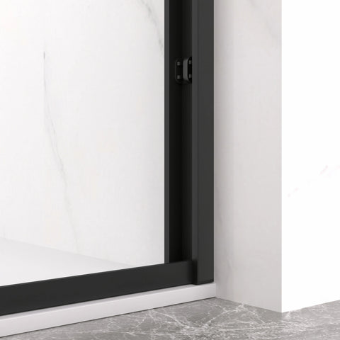 AISU 44-48"x72" Aluminiumrahmen, doppelte Schiebetür für Dusche, Bypass-Badezimmer-Schiebetür mit hochwertigem 5/16" (8 mm) klarem gehärtetem Glas, schwarze Beschläge, Schiebetür aus Glas, mattschwarzes Finish