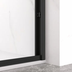 AISU 44-48"x72" Aluminum Frame Double Sliding Shower Door, Matte Black Finished