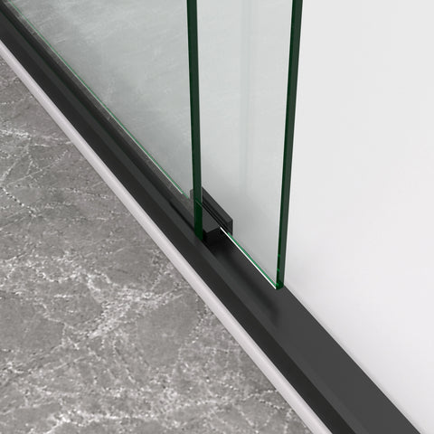 AISU 44-48"x72" Aluminiumrahmen, doppelte Schiebetür für Dusche, Bypass-Badezimmer-Schiebetür mit hochwertigem 5/16" (8 mm) klarem gehärtetem Glas, schwarze Beschläge, Schiebetür aus Glas, mattschwarzes Finish