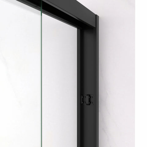 AISU 44-48"x72" Aluminiumrahmen, doppelte Schiebetür für Dusche, Bypass-Badezimmer-Schiebetür mit hochwertigem 5/16" (8 mm) klarem gehärtetem Glas, schwarze Beschläge, Schiebetür aus Glas, mattschwarzes Finish