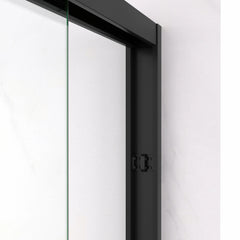 AISU 44-48"x72" Aluminum Frame Double Sliding Shower Door, Matte Black Finished