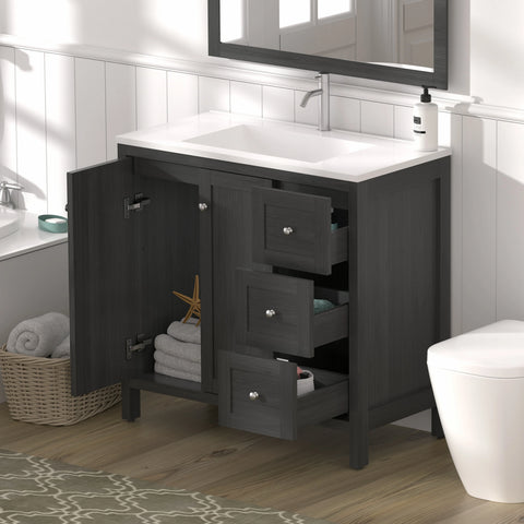 AISU Freestanding Modern Bathroom Cabinet with Basin, Munich Black