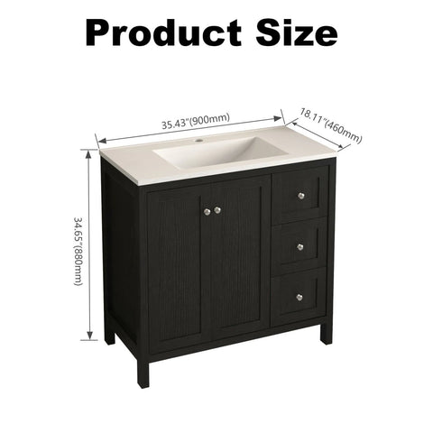 AISU Freestanding Modern Bathroom Cabinet with Basin, Munich Black