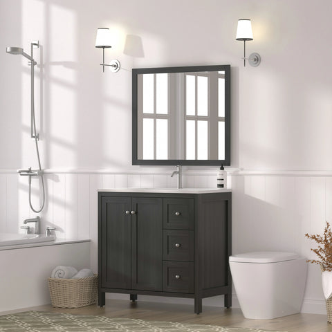 AISU Freestanding Modern Bathroom Cabinet with Basin, Munich Black