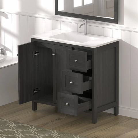 AISU Freestanding Modern Bathroom Cabinet with Basin, Munich Black