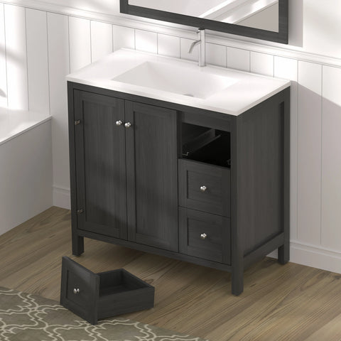 AISU Freestanding Modern Bathroom Cabinet with Basin, Munich Black