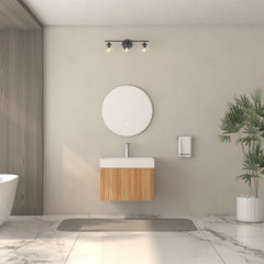 AISU 24" Stripe Bathroom Vanity with Integrated Basin, Acacia Color