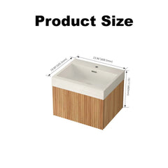 AISU 24" Stripe Bathroom Vanity with Integrated Basin, Acacia Color