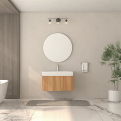 AISU Stripe Badezimmer-Waschtisch mit integriertem Waschbecken, Akazienfarbe