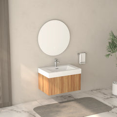 AISU Stripe Badezimmer-Waschtisch mit integriertem Waschbecken, Akazienfarbe