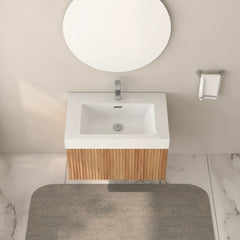 AISU Stripe Badezimmer-Waschtisch mit integriertem Waschbecken, Akazienfarbe