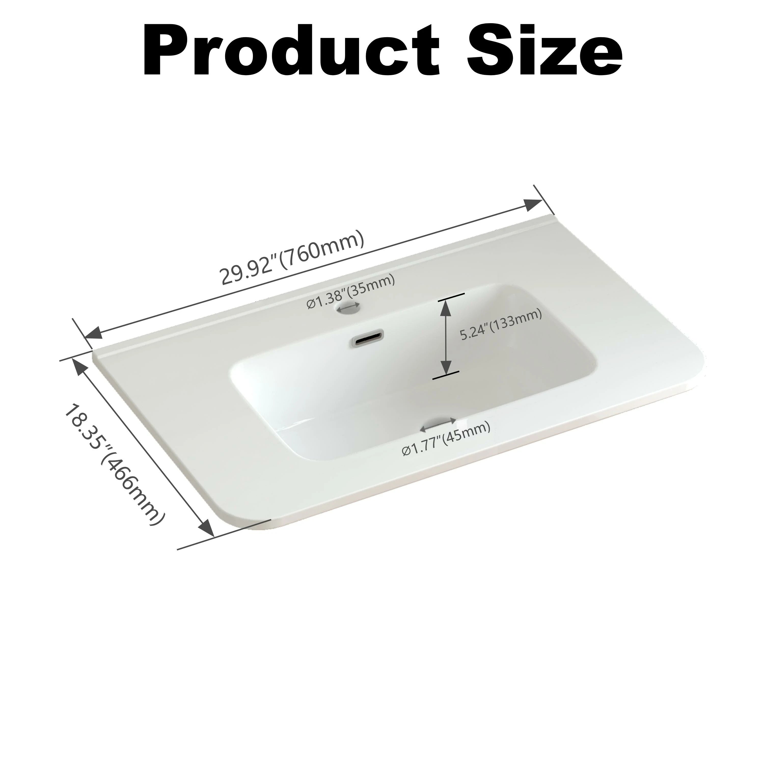 AISU Wall-Mounted Bathroom Vanity Dark Walnut with White Ceramic Integrated Sink