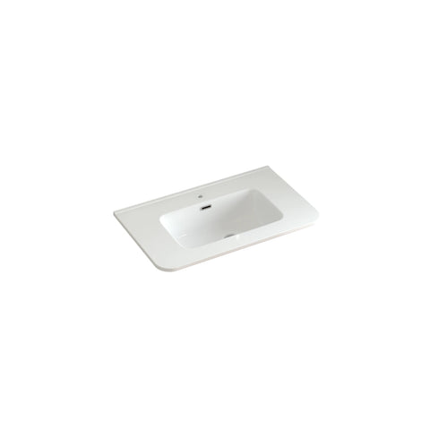 AISU Wall-Mounted Bathroom Vanity Dark Walnut with White Ceramic Integrated Sink