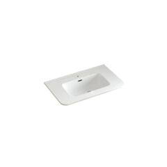 AISU Wall-Mounted Bathroom Vanity Dark Walnut with White Ceramic Integrated Sink