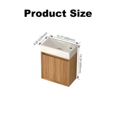 AISU Wall Mounted Small Acacia Solid Wood Bathroom Vanity with White SMC Resin Basin