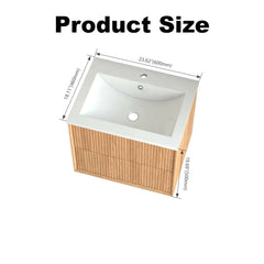 AISU Solid Wood Floating Bathroom Vanity Set with 2 Storage Drawers, White Resin Integrated Basin