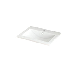 AISU Solid Wood Floating Bathroom Vanity Set with 2 Storage Drawers, White Resin Integrated Basin