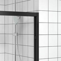 AISU 56-60"x74" Aluminum Frame Double Sliding Shower Door, Premium 1/4" (6mm) Clear Tempered Glass, Matte Black Finished