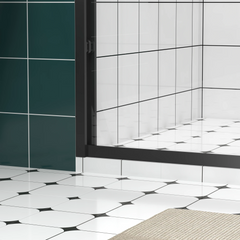 AISU 56-60"x74" Aluminum Frame Double Sliding Shower Door, Premium 1/4" (6mm) Clear Tempered Glass, Matte Black Finished