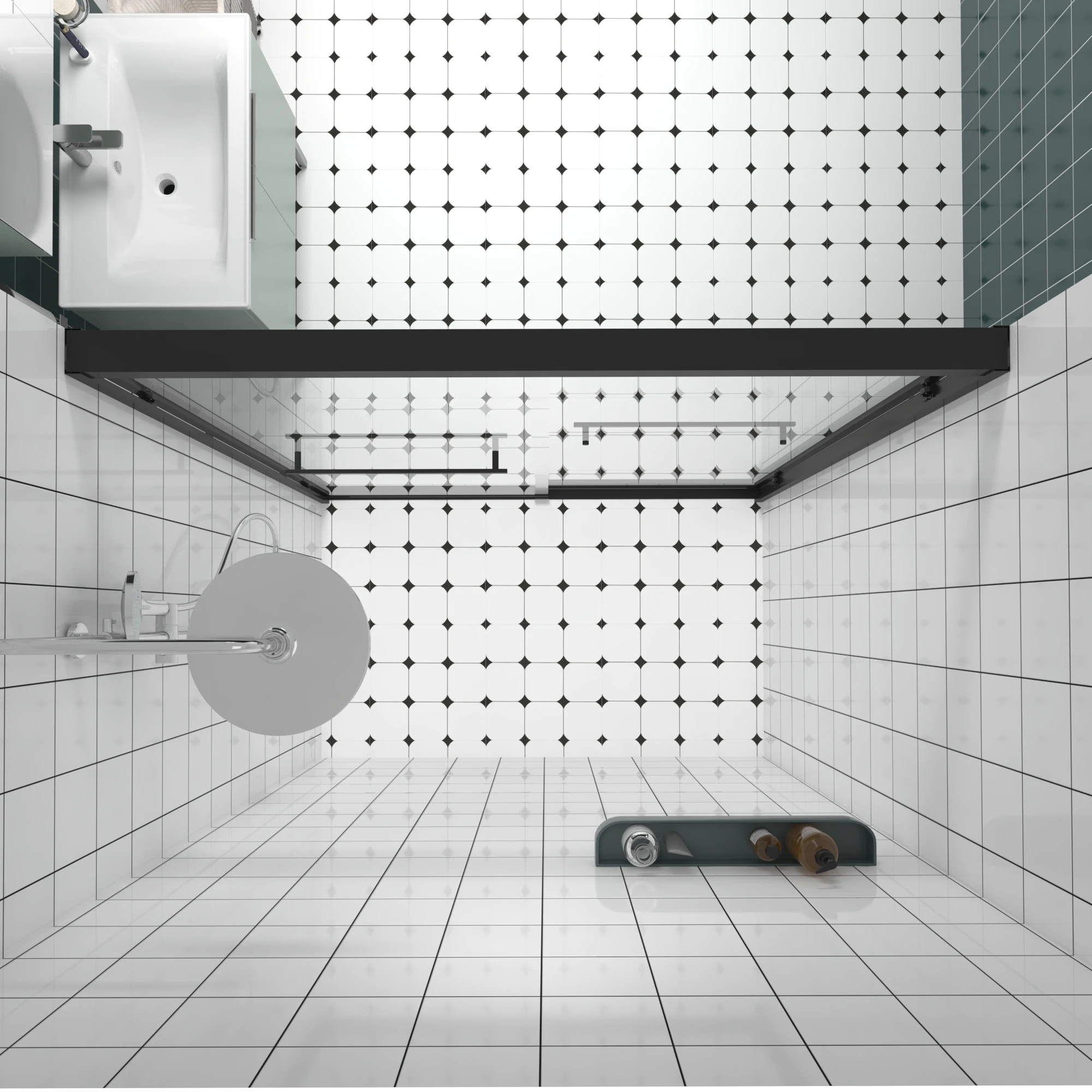 AISU Aluminum Frame Double Sliding Shower Door, Premium 1/4" (6mm) Clear Tempered Glass, Matte Black Finished