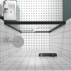 AISU 56-60"x74" Aluminum Frame Double Sliding Shower Door, Premium 1/4" (6mm) Clear Tempered Glass, Matte Black Finished