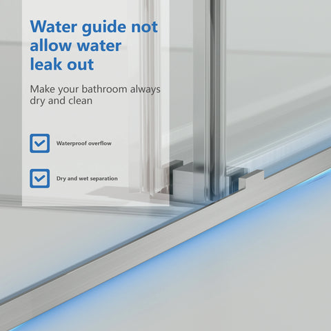 AISU 56-60"W x 70"H Frameless Double Sliding Shower Door, 5/16" (8mm) Thick SGCC Tempered Clear Glass, Double Side Easy Clean Coat