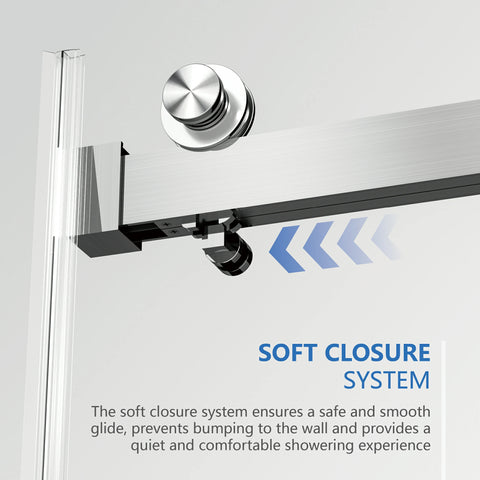 AISU 56-60"W x 70"H Frameless Double Sliding Shower Door, 5/16" (8mm) Thick SGCC Tempered Clear Glass, Double Side Easy Clean Coat