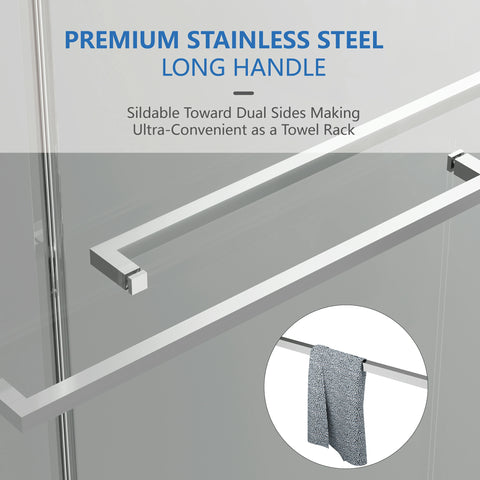 AISU 56-60"W x 70"H Frameless Double Sliding Shower Door, 5/16" (8mm) Thick SGCC Tempered Clear Glass, Double Side Easy Clean Coat
