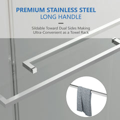 Porte de douche coulissante double sans cadre AISU 56-60" L x 70" H, verre trempé transparent SGCC de 5/16" (8 mm) d'épaisseur, revêtement double face facile à nettoyer