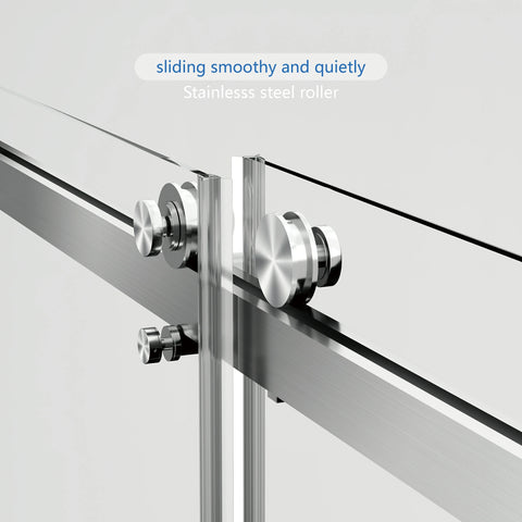 AISU 56-60"W x 70"H Frameless Double Sliding Shower Door, 5/16" (8mm) Thick SGCC Tempered Clear Glass, Double Side Easy Clean Coat
