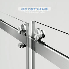 Porte de douche coulissante double sans cadre AISU 56-60" L x 70" H, verre trempé transparent SGCC de 5/16" (8 mm) d'épaisseur, revêtement double face facile à nettoyer