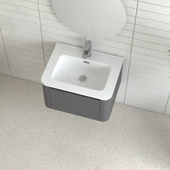 AISU Grey Floating Bathroom Vanity with White Ceramic Integrated Basin