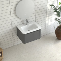 AISU Grey Floating Bathroom Vanity with White Ceramic Integrated Basin