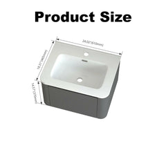 AISU Grey Floating Bathroom Vanity with White Ceramic Integrated Basin