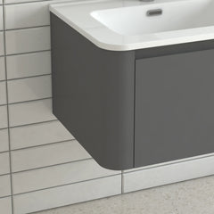 AISU Grey Floating Bathroom Vanity with White Ceramic Integrated Basin