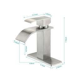 Robinet de lavabo de salle de bain à poignée unique avec bec cascade AISU