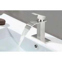 Robinet de lavabo de salle de bain à poignée unique avec bec cascade AISU