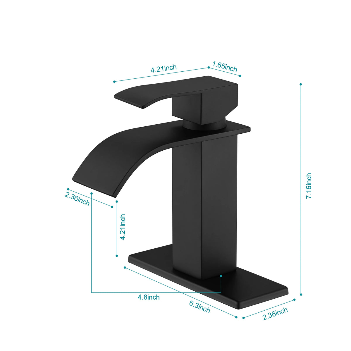 Robinet de lavabo de salle de bain à poignée unique avec bec cascade AISU