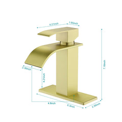 Robinet de lavabo de salle de bain à poignée unique avec bec cascade AISU