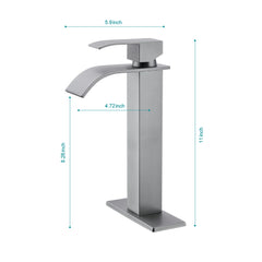 Robinet de lavabo de salle de bain à poignée unique avec bec cascade AISU