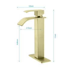 Robinet de lavabo de salle de bain à poignée unique avec bec cascade AISU