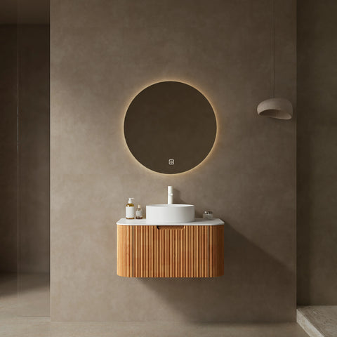 AISU Badezimmer-Waschtisch mit Waschbecken, Natura-Holzmaserung
